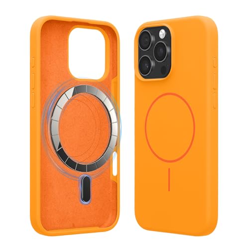 kwmobile Magnetic Silicone Case Compatible with Apple iPhone 16 Pro Max - Compatible with MagSafe - Shockproof, Anti-Slip Phone Cover - Fruity Orange by kwmobile - Used condition - CA$14.68