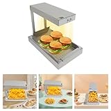 Pommes Frites Warm 750 W Lámpara de calor para patatas fritas, lámpara de calor comercial para calentar alimentos con iluminación, 56 x 33 x 46,5 cm, color plateado