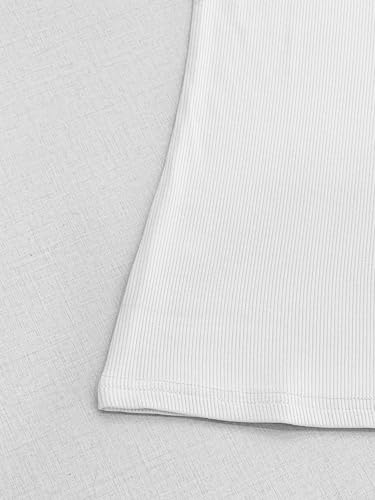 Image of Albe Rita Women Short Sleeve T-Shirt Cap V Neck Shirts for Women Ribbed Casual Top Knit Slim Fit for Summer