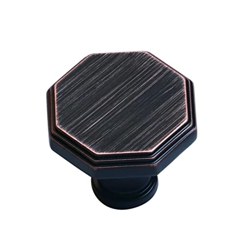 Oil-Rubbed Bronze Knobs For Cabinets And Drawers 10 Pack,1-2/5" Octagonal Brushed Bronze Kitchen Cabinet Knobs Oil-Rubbed Bronze, Copper Bronze Knobs For Dresser Drawers Cabinet Doors Bathroom Drawers #TOP4