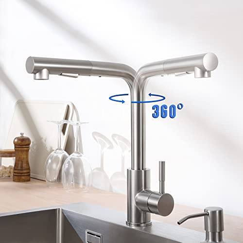 Grifo-Cocina-Extraible-CECIPA-grifos-cocina-fregadero-con-Ducha-de-2-Modos-de-Rociado-Grifo-de-Cocina-Giratorio-360–con-Burbujeador-Desmontable-Caliente-y-Fria-Agua-Acero-Inoxidable-Cepillado