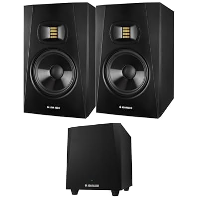 Adam Audio Professional T-Series T7V 7" 70W 2-Way Active Nearfield Monitor, Pair, Bundle with T10S 10" 130W Subwoofer