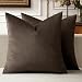 MIULEE Pack of 2 Decorative Velvet Pillow Covers Soft Square Throw Pillow Covers Soild Cushion Covers Dark Taupe Pillow Cases for Sofa Bedroom Car 20 x 20 Inch 50 x 50 cm