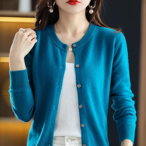 Cardigan colorido de manga larga con cuello redondo y botones 2