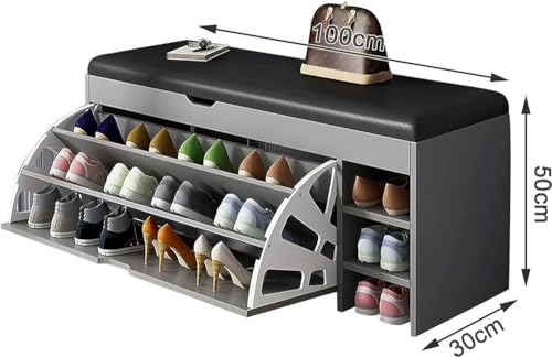 Banc de rangement à chaussures avec plateau rabattable pour petits espaces - 3