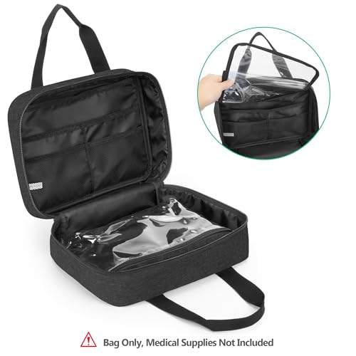 Image of CURMIO Empty First Aid Kits Case, Portable Emergency Kit Organizer, Black | Medical Bag for Emergency Supplies and Pill Bottles, Large Capacity, for Hiking, Camping, Car, Travel, Home and Outdoor