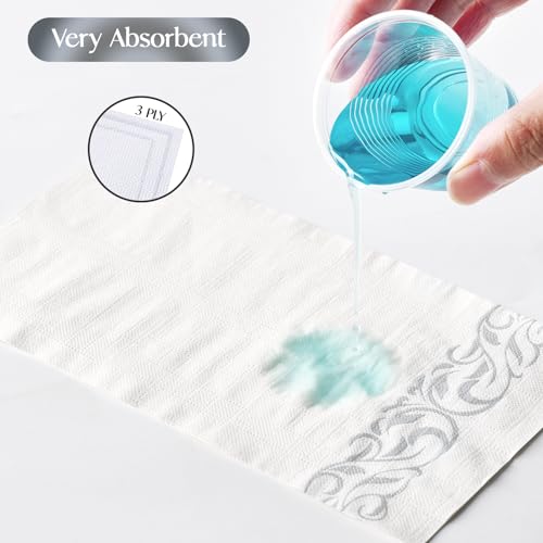 Vplus 200 Pack Paper Napkins Guest Towels Disposable Premium Quality 3-ply Dinner Napkins Disposable Soft, Absorbent, Perfect for Kitchen, Wedding, Parties, Dinners or Events(Silver) by Vplus - Image 4