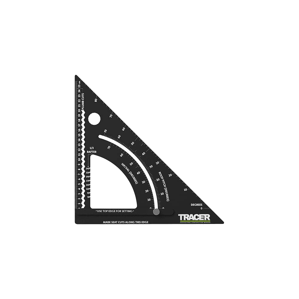 Tracer 7" Adjustable Carpenter Square – Lockable Arm, Laser-Etched Markings | Layout & Marking Square with Lockable Arm – Laser-Etched Scales, Sets Repeat Angles for Carpentry, Joinery & Woodworking