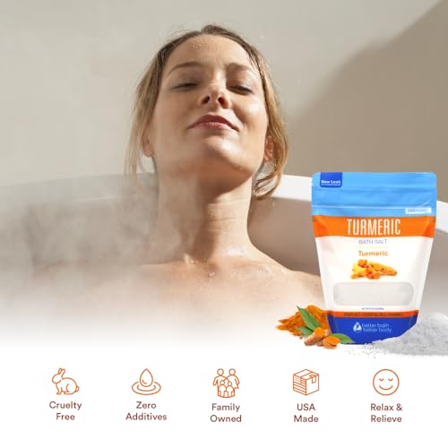 Turmeric Bath Salt 32 Oz Epsom Salt with Essential Oils Turmeric, Cinnamon, Orange Plus Vitamin C in BPA-Free Pouch with Easy Press-Lock Zipper | Natural Bath Soak to Relieve & Soothe | Made in USA - Image 4