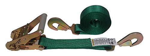 Cargo Equipment Corp. 16 Foot X 2 Inch Green Ratchet Strap with Twisted Snap Hooks