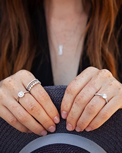 14K Vermeil Gold Moissanite Wedding Band, Wedding Rings For Women, 0.42 Ct D Color Vvs1 Lab Created Diamond Half Eternity Stackable Engagement Ring S925 Sterling Silver Statement Ring… (Moissanite S925 Sterling Silver, 6) #TOP5