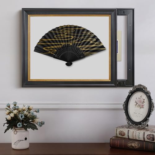 image for JOHOUSE Foldable Bamboo Fans, 12PCS Black Handheld Fans Folding Hand F