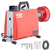 VEVOR 250W Rohrreinigungsmaschine Rohrreinigungsgerät, 20mx15,8mm/4,6mx9,5mm Stahlseile für Rohre von 4-10 cm, mit 7 Schnellwechsel-Rohrschneidern für Wohnungen, Büros und öffentlichen Räumen