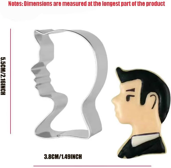 Miniatura 2 de Juego de cortadores de galletas de cabeza de muñeca (4 piezas), moldes en forma de cabeza de muñeca de acero inoxidable para decoración de pasteles