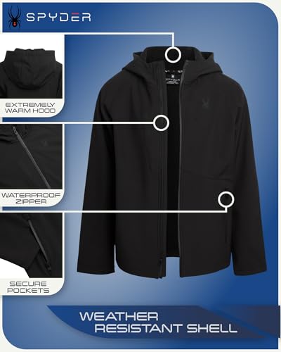 Spyder Boys Soft Shell Jacket - Lightweight Fleece Lined Water and Wind Resistant Windbreaker Jacket for Boys (Sizes: 8-20)3