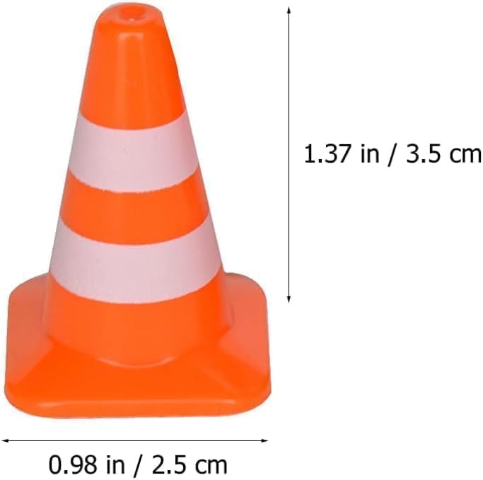 Elzhan 14 Pcs Miniature Road Cone Orange Mini Traffic Cones Plastic Sign Road Toy Roadblock Sign Model Photo Prop Educational for Kids Small Orange Construction Cones,Safety Cones,Safety Barriers - Image 3