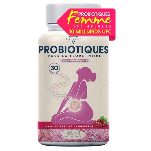 Probiotiques Femme - 200 Gélules | Utile pour: Mycose Vaginose, Vaginose Bactérienne | Probiotique Flore Intime | 30 Milliards d’UFC/Jour, Lactobacillus Rhamnosus, Reuteri, Crispatus, Canneberge Rouge