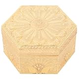 GLSTOY Joyero Hexagonal Metálico Dorado Tapa, Caja Organizadora de Joyas y Pulseras, Caja Decorativa para Dormitorio y Almacenamiento Seguro de Pendientes y Anillos