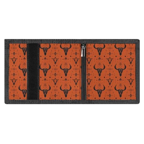 Orange Goat Skull A Print Wallet for Men, 8 Credit Card Holder Slim Minimalist Front Pocket Small Mens Bifold Wallets3