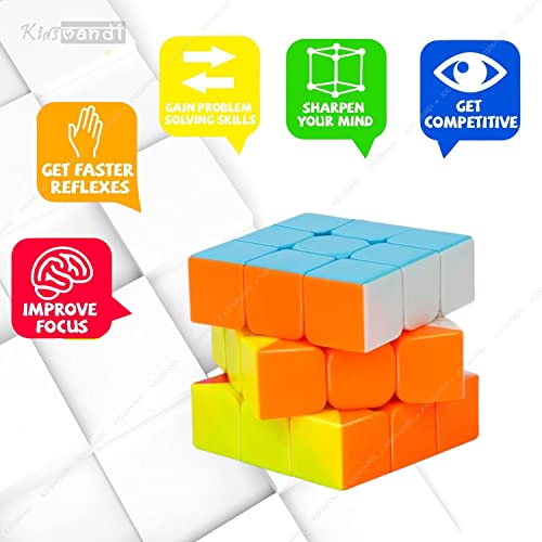 Image of Kids Mandi 3x3 Cube Stickerless Magic Cube Puzzle | Speed Cube Brainteaser| Stressbuster, Anti-Anxiety, Fidget Game for Kids and Adults