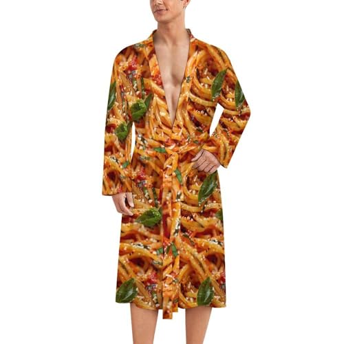Spaghetti with Tomatoes Sauce Funny Men's Robe Soft Lightweight Bathrobe Long-sleeve Spa Robes