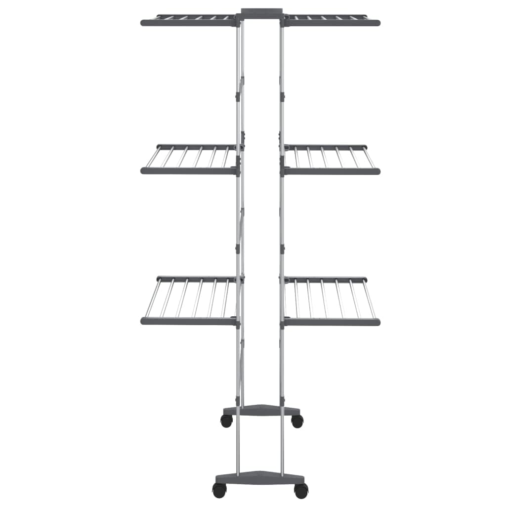 Suszarka na pranie, 3 piętra z rolkami, srebrna rama aluminiowa, 60 x 70 x 129 cm, składana i składana, nie zajmuje dużo miejsca, na balkon, do łazienki, kuchni, piwnicy, mobilna i stabilna