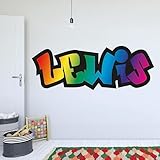 Graffiti Wall Sticker - Rainbow Graffiti Personalised Name Wall Decal Art (180cm Width x 65cm Height)
