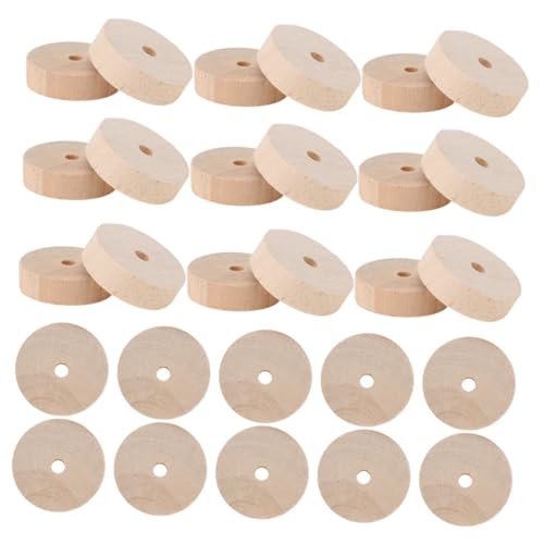 FONDOTIN 30個 木製車輪 クラフト用 小型木製ホイール 丈夫で 手作りおもちゃや模型作成向け 広い用途の工作材料