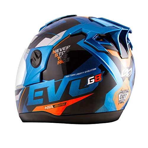 CAPACETE FECHADO PRO TORK EVOLUTION 788 G8 EVO BRILHANTE AZUL - LARANJA TAM. 60