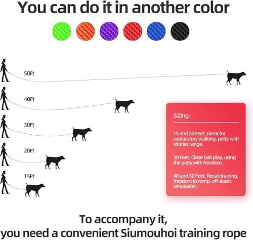 Siumouhoi Dog/Puppy Obedience Recall Training Agility Lead - 15ft 20ft 30ft 50ft Training Leash - Great for Play, Camping, or Backyard (Pink, 15 Feet) - 3