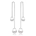 LOCHING Fashion Ice Flower Pearl 925 Sterling Silver Earrings Crystal Snowflake Long Line Earrings Earrings (Pearl)