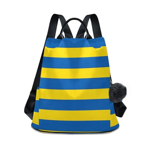 Sac à dos tendance à rayures bleu et jaune style urbain 17L