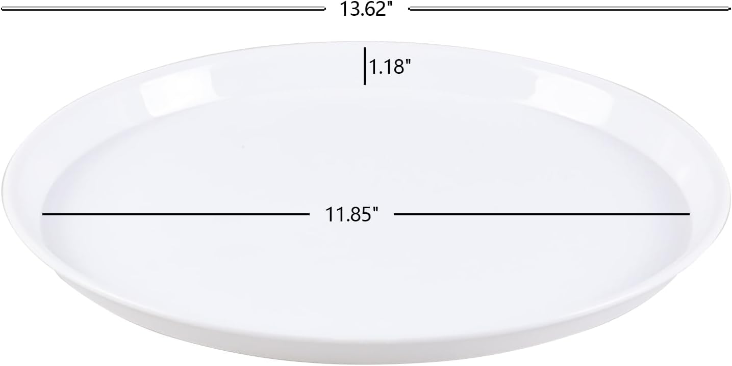 Bringer 14 Inch Round Food Serving Tray for Restaurant, 6 Pack Plastic Round Serving Trays, White - Image 2