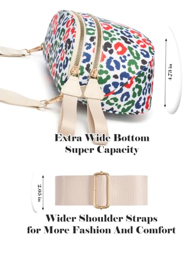Image of Pure Colour Crossbody Bag Bum Bag for Women,Spacious Purse Fanny Packs Belt Bag,Oversized Bum Bag (Red Green Leopard Bum Bag)