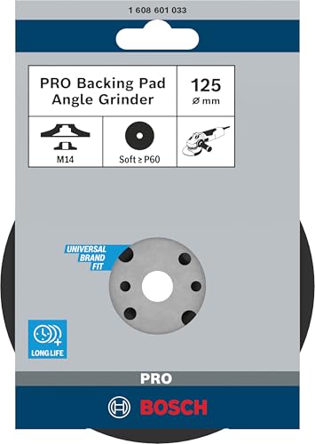 Bosch 1x PRO Backing Pad für kleine Winkelschleifer, M14, weich (Ø 125 mm, Professional Zubehör Kleiner Winkelschleifer)