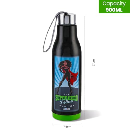 Image of Nayasa Whip 900 ml Insulated Inner Steel Water Bottle | Wide Mouth Leakproof Bottle | BPA-Free Durable Water Bottle | Black