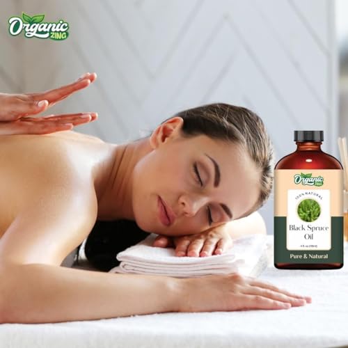 Image of Organic Zing Black Spruce (Picea Mariana) Oil | Pure & Natural Essential Oil for Massage, Aroma & Diffuser - 118ml /3.99fl oz