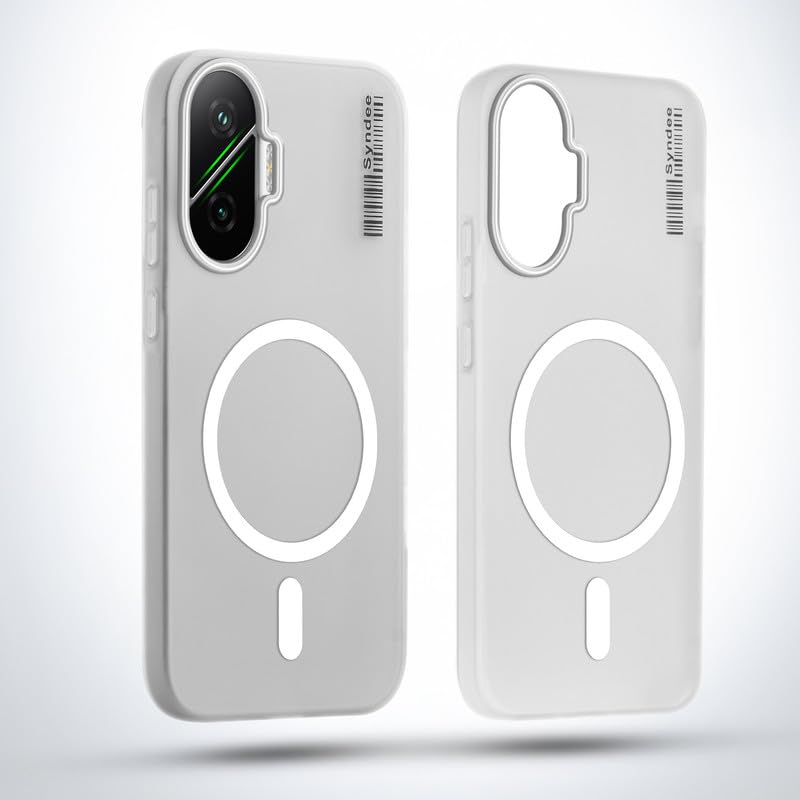 Image of Mr. Case Back Cover for Poco F7 5G Elegant Frosted White Translucent Back Only Compatible with Wireless Magnetic Accessories | Anti-Scratch Shockproof Phone Case - White