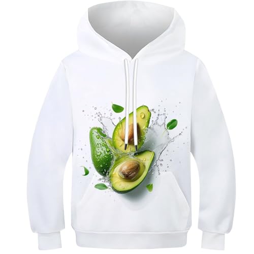 DHBANEIOK Avocat Enfants Ado Fille Garçons Sweats À Capuche Hoodies Impression 3D Vivid Graphique Sweat Poche Pullover À Capuche pour 9-11Y