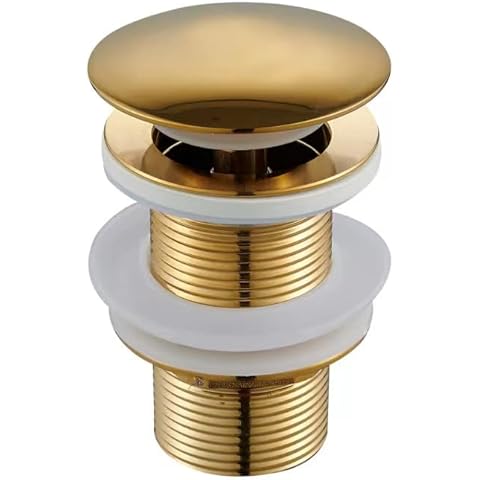 imiiHO 001 Basin Sink Waste with Overflow hole,Slotted Pop Up Click Clack Sprung Plug, Brass, Chrome Cover