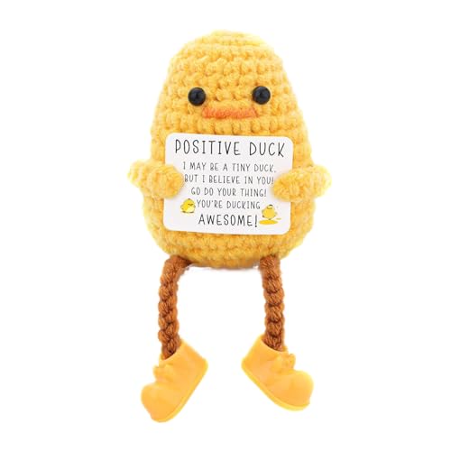 AOOTUERL Pato de Crochet, Creativo Muñeca De Pato De Lana Tejida Hechos a Mano, Punto Animalitos Crochet para Regalos Inspiradores y Decoración de Fiestas