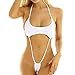 ZUYPSK Women One-Piece Swimsuit Swimwear Halter Sling Shot Micro Bikini Teddy Thong Bodysuit (White)