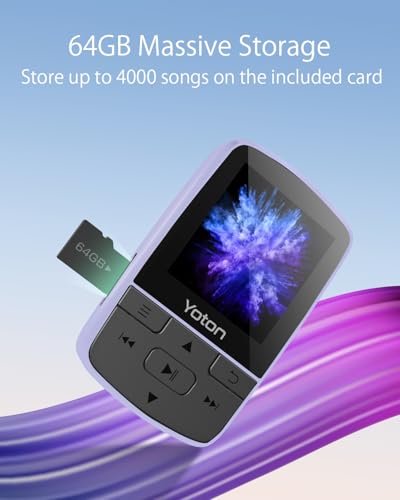 image for Yoton MP3 Player with Bluetooth 5.2, 64GB Storage, Mini Size, HiFi Mus