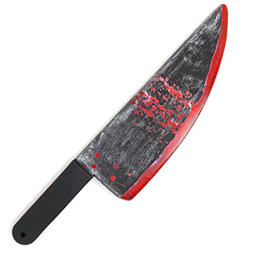 Skeleteen Bloody Butcher Knife Prop - Blood Stained Fake Costume Knives Props For Zombie Costumes