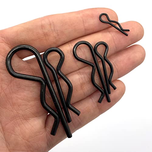Image of 38 Pcs Hitch Pin Clip R Clips Retaining Pins Tractor Cotter Pin Hair Pin Assortment Iron Black Zinc-plated Spring Clip Retainer Pins keeper Pins Kit for Dolly Pins /Trailer Pin Clips Replacement