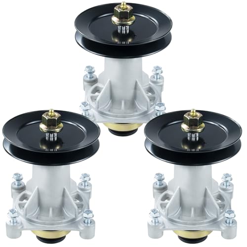NICHEFLAG 3 Pack 587819701 Spindle Assembly Kit with 532153535 Spindle Pulley Replaces 187281 532187292 587820301 587253301 192870 for Husqvarna 54 Z254 LGT2554 LGT2654 RZ5424 YTH24V54 YTH2454 Decks