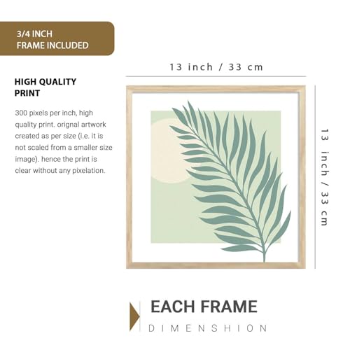 Image of Kalit Kala Decor Paintings for wall decoration with frame | Leaf Nature Paintings for living room, bedroom | Set of 4 (Art 5, Big (13x17 or 13x13))