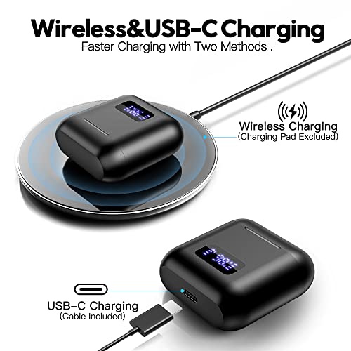 kurdene-Wireless-Earbuds-with-Wireless-Charging-CaseLED-Power-DisplayDeep-Bass-Ear-BudIPX7-Waterproof-Bluetooth-Headphones-with-Mics-Call-Noise-Cancelling-for-WorkSports-Black