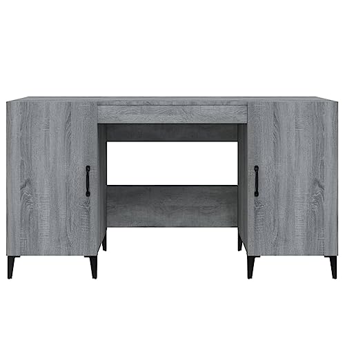 Bureau gris Sonoma 140 cm en bois robuste avec espace de rangement large - 8