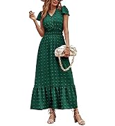 PRETTYGARDEN Womens Dresses Boho 2024 | Short Sleeve, V Neck, Swiss Dot, Ruffle Tiered